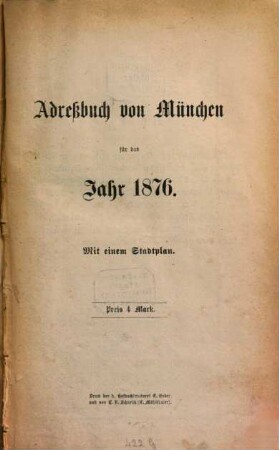 Adreßbuch für München. 1876
