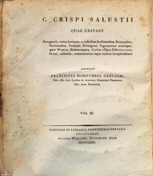 C. Crispi Salustii quae extant, 3