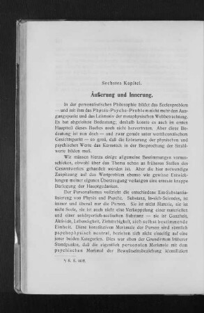Sechstes Kapitel. Äußerung und Innerung.