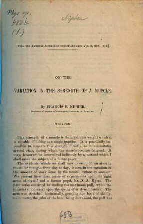 On the variation in the strength of a muscle