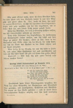 Predifgt eines Leienbrudes zu Neujahr 1814.