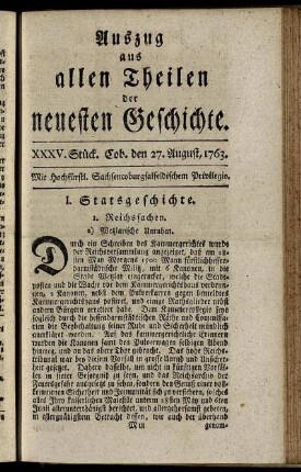 XXXV. Stück. Coburg, den 27. August, 1763.