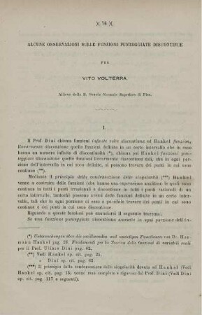 Alcune osservazioni sulle funzioni punteggiate discontinue.