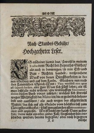 Nach Standes-Gebühr / Hochgeehrter Leser