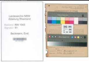Entnazifizierung Emil Beckmann , geb. 26.07.1891 (Bahnbeamter)