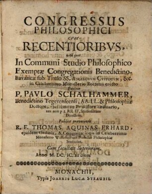 Congressus philosophici cum recentioribus