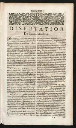 Disputatio II. De Divinis Attributis.