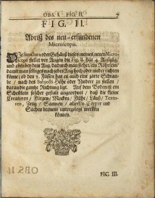 Fig. II. Abriß des neu-erfundenen Microscopii.