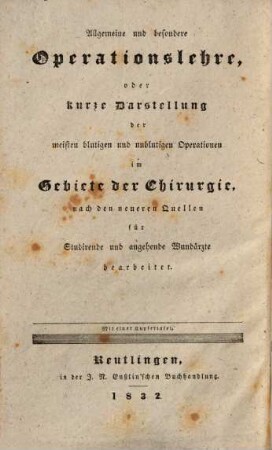 Kurze Abhandlung der Operativ-Chirurgie