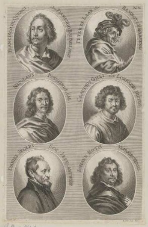 Bildnis des Francisco de Quenoi, des Peter de Laar, des Nicolaus Poussinus, des Claudius Gilli, des Daniel Segers und des Iohann Both