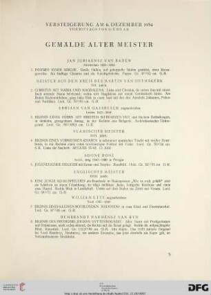 Gemälde Alter Meister (Nr. 1-129)
