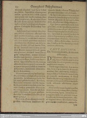 Caput Septimum De Vinis medicatis, & eorum differentiis