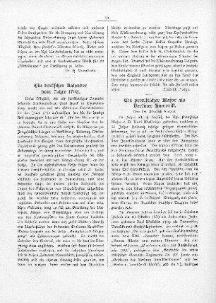 Ein deutscher Kalender vom Jahre 1792