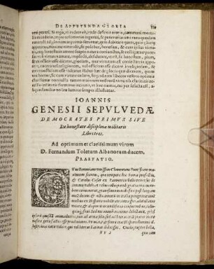 Ioannis Genesii Sepuluedæ De Mocrates Primus Sive De honesate disciplinæ militaris Libritres.