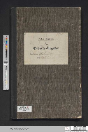 Geburtsregister Markendorf 1905 (Zweitregister)