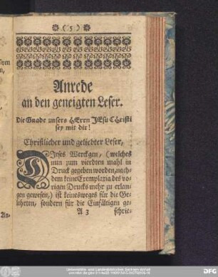 Anrede an den geneigten Leser.