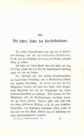 III. Die letzten Jahre des Kurfürstenthums.]