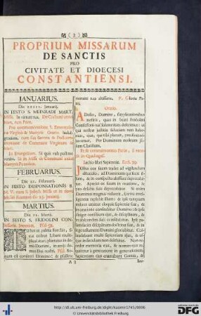 Proprium Missarum De Sanctis Pro Civitate Et Dioecesi Constantiensi.
