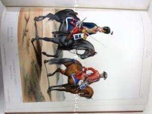 Uniformdarstellung, Grenadier zu Pferde der Königlichen Leib-Garde und Gendarm der Leib-Garde des Grafen d'Artois, Königreich Frankreich, 1776. Tafel No. 228: Uniformes Française.
