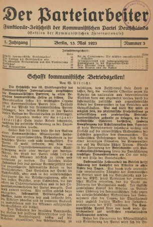 1. Jahrgang, Berlin, 15. Mai 1923, Nummer 3