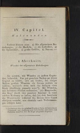 1. Abschnitt. Wunden der allgemeinen Bedeckungen.