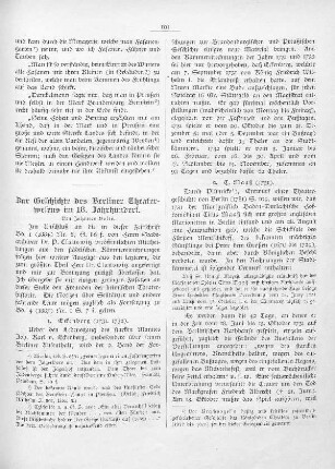 Zur Geschichte des Berliner Theaterwesens im 18. Jahrundert