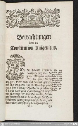 Betrachtungen über die Constitution Unigenitus
