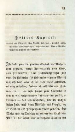 Drittes Kapitel, welches das Nöthigste über Worble beibringt , nämlich ungewöhnliche Kirchengesänge , ungewöhnliche Köche, ähnliche Winkelhochschulen und Eßtische