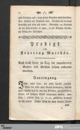 Predigt am Feyertag Matthäi.