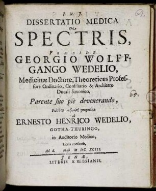 Dissertatio Medica De Spectris