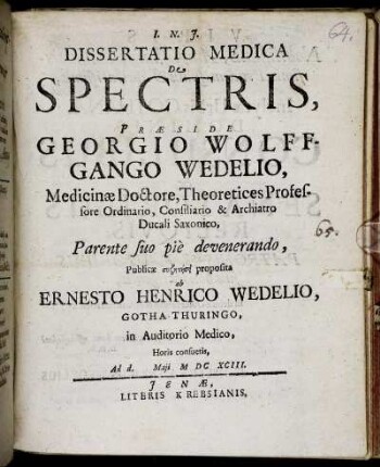 Dissertatio Medica De Spectris