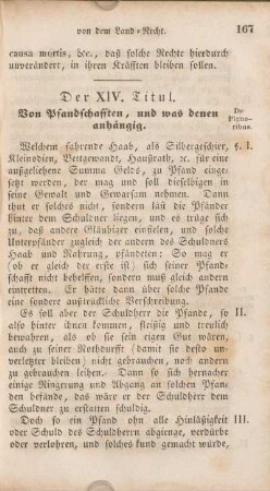 Der XIV. Titul. Von Pfandschafften, und was denen anhängig.