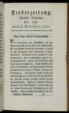 Nro. VII. vom 12. November 1781
