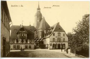 Rochlitz. Mühlplatz mit Petrikirche