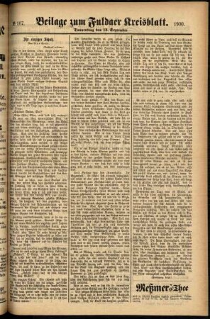 Zweite Ausgabe vom Donnerstag, den 13. September 1900.