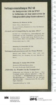 Beilage zum Programm 2. Semester 1967/1968