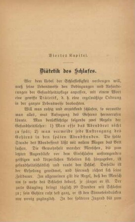 Viertes Kapitel. Diätetik des Schlafes