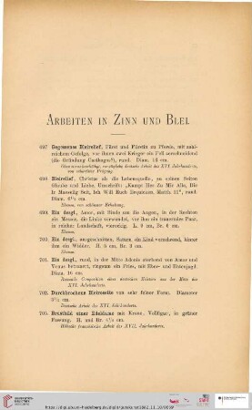 Arbeiten in Zinn und Blei (Nr. 697 - 744)