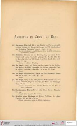 Arbeiten in Zinn und Blei (Nr. 697 - 744)