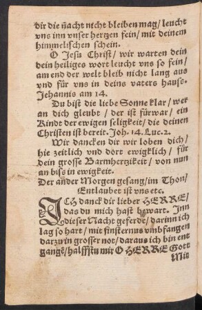 Der ander Morgen gesang/ im Thon/ || Entlaubet ist vns etc. ||