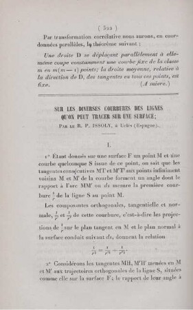 Sur les diverses courbures des lignes qu'on peut tracer sur une surface.
