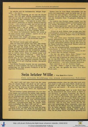 Sein letzter Wille.