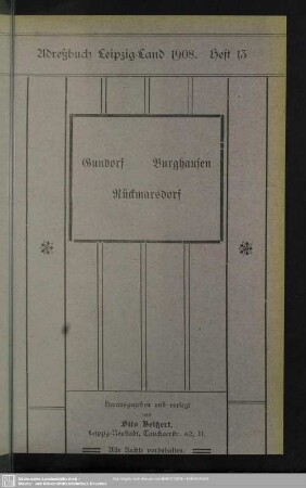 Heft 13. Gundorf. Burghausen. Rückmarsdorf