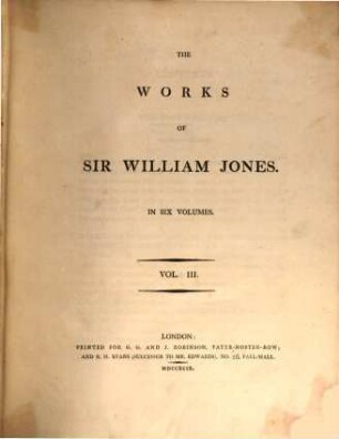 The works of Sir William Jones : in six volumes, 3