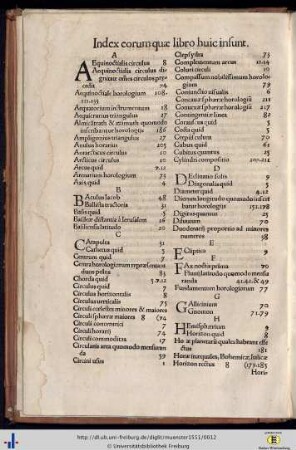 Index eorum quae libro huic insunt.