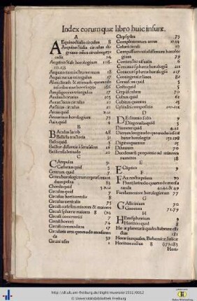 Index eorum quae libro huic insunt.