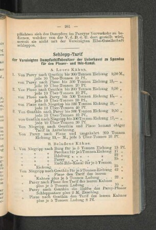 Schlepp-Tarif