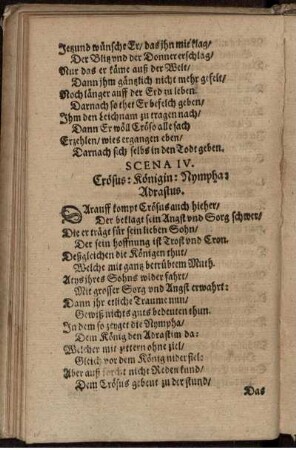 Scena IV. Crösus. Königin: Nympha: Adrastus.