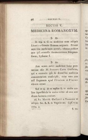 Sectio V. Medicina Romanorum