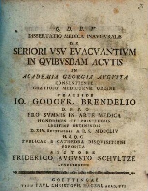 Diss. med. inaug. de seriori usu evacuantium in quibusdam acutis